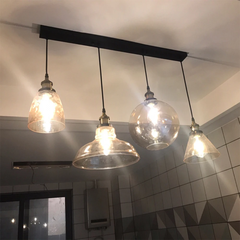 GZMJ Loft Bar Vintage lámpara para colgar pendiente de luz LED luces de cuerda Industrial ahumado gris Colgante brillo cocina jardín