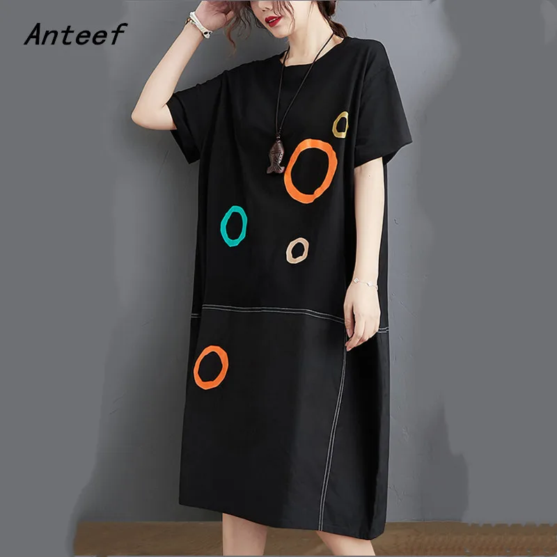 

Женское винтажное платье с коротким рукавом, повседневное свободное платье средней длины, Элегантное летнее платье, 2021 Сарафан