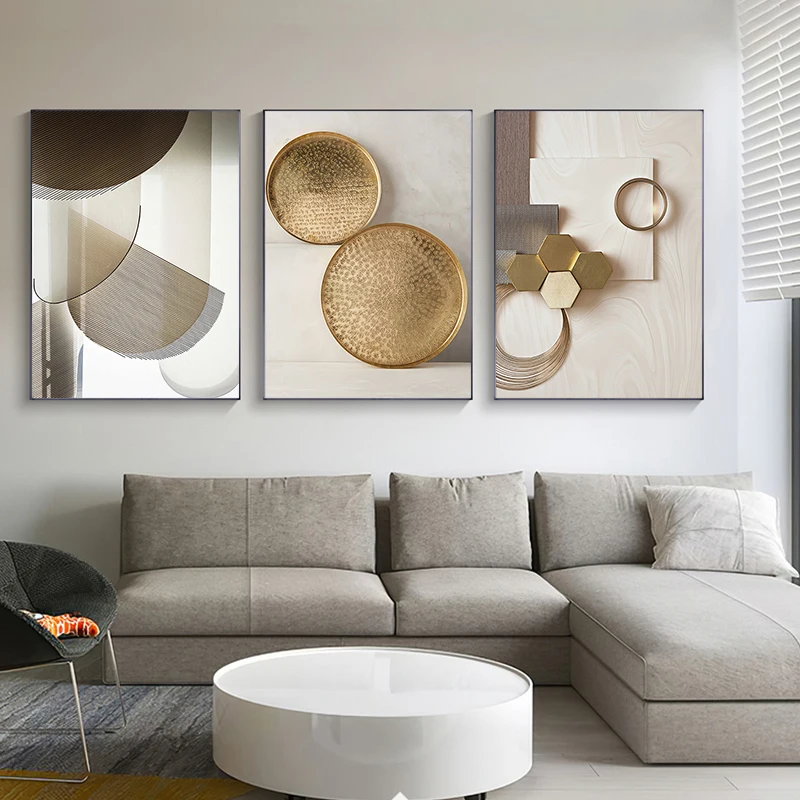 

Golden Geometric Canvas Painting Fruit Wood Grain Background Posters and Prints Minimalist Abstract Wall Art Picture Home Decor