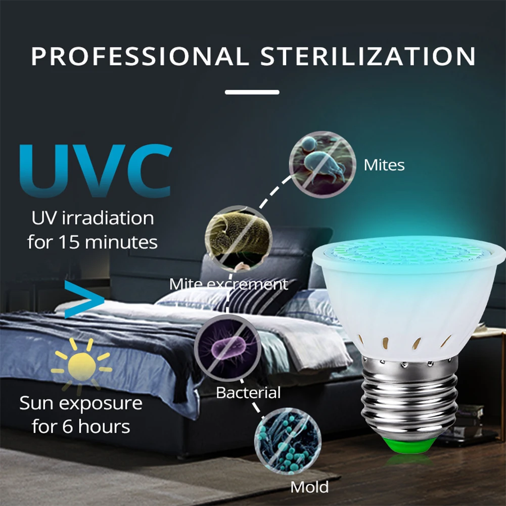 Ultraviolet E27/GU10 uv lamp Light Lamp Germicidal UV Mite Bulb UVC LED Sterilizer Kill Dust for Home Bathroom | Лампы и освещение