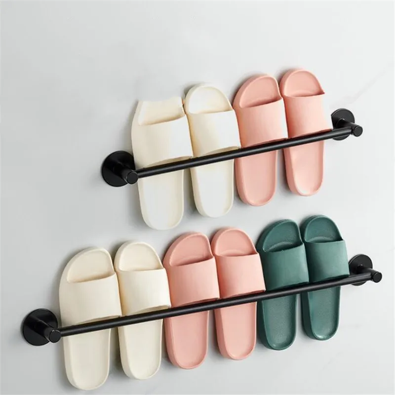 Органайзер для ванной комнаты стойка тапочек черный настенный держатель