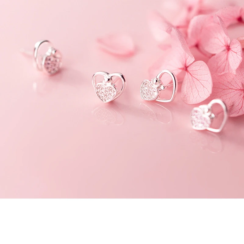 Trusta 925 пробы серебряные ювелирные изделия модные милые миниатюрные 8 мм X 7 мм полые серьги-гвоздики в форме сердца подарок для девочек, детей, леди DS514
