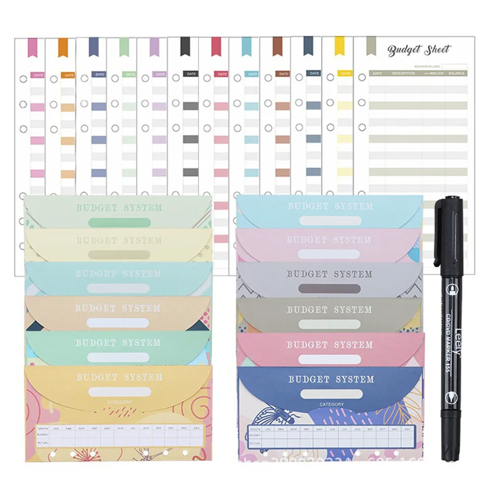 

Cash Envelopes for Wallet Budget System, Money Envelopes for Budgeting and Saving with 12 Colorful Expense Tracking Budget Sheet