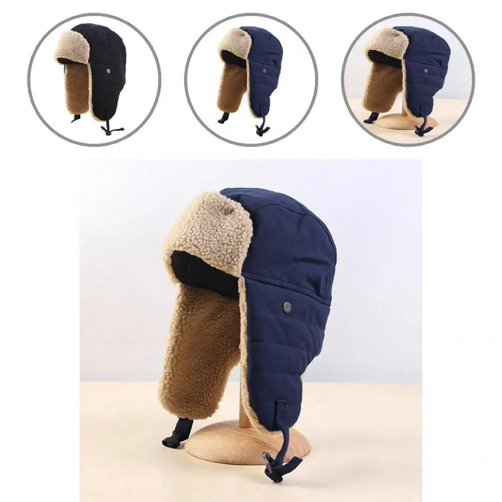 New Fleece Bomber Hat Winter 2021 Autumn Warm Wool Fur Russian Ushanka Hats With Ear Flap Pilot Trapper Cap Earflap Snow | Аксессуары