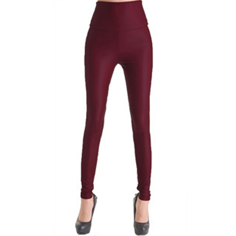 

Lady Fashion Slim Sexy High Waist Leggings Women Shiny Silver Leggings High-Waisted Stretch Pencil Pants