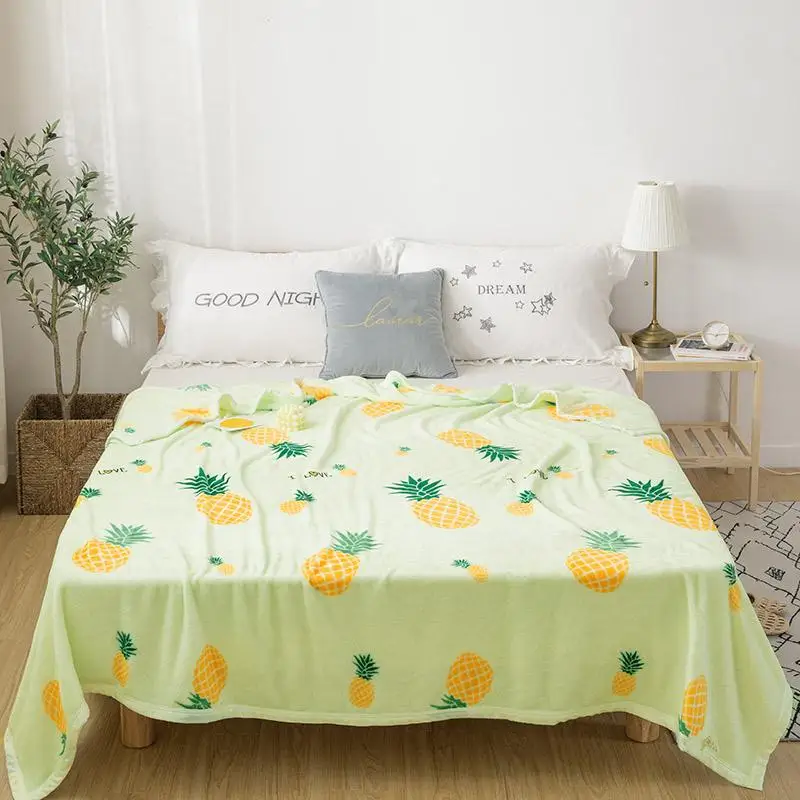 

Fruits Flannel Blankets sofa bedding pineapple throw blankets winter soft warm blankets twin full queen king girls blankets