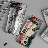 huagetop classic old style car signs black phone case tempered glass for samsung s20 plus s7 s8 s9 s10 plus note 8 9 10 plus