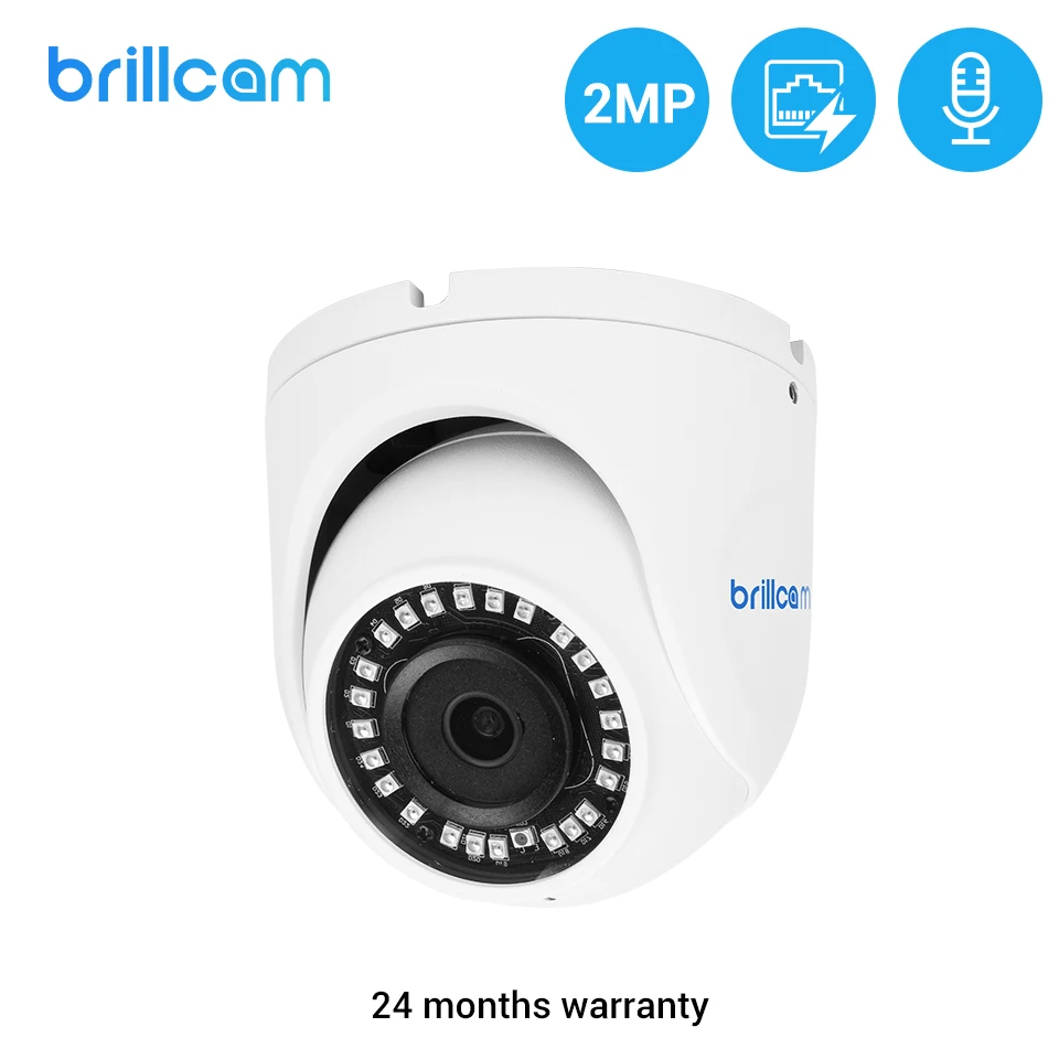 Brillcam 2MP HD ИК купольная ip камера с 2 8 мм Len PoE IP67 всепогодный AI встроенный микрофон