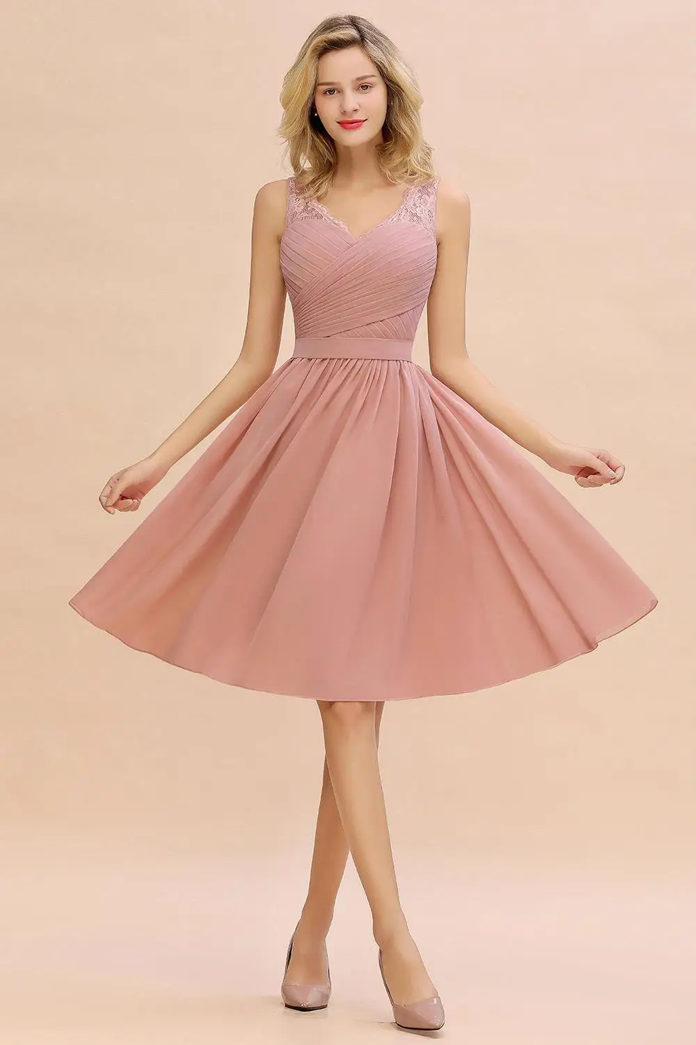 Bridesmaid Dresses Short Pink A-Line Sleeveless Formal Party Elegant Dress For Women Wedding vestidos fiesta boda | Свадьбы и