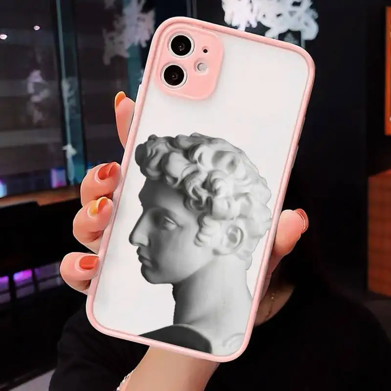 

Abstract Art Statue Phone Cases matte transparent For Pink iPhone 7 8 x xs xr 11 12 pro plus max mini Clear Funda