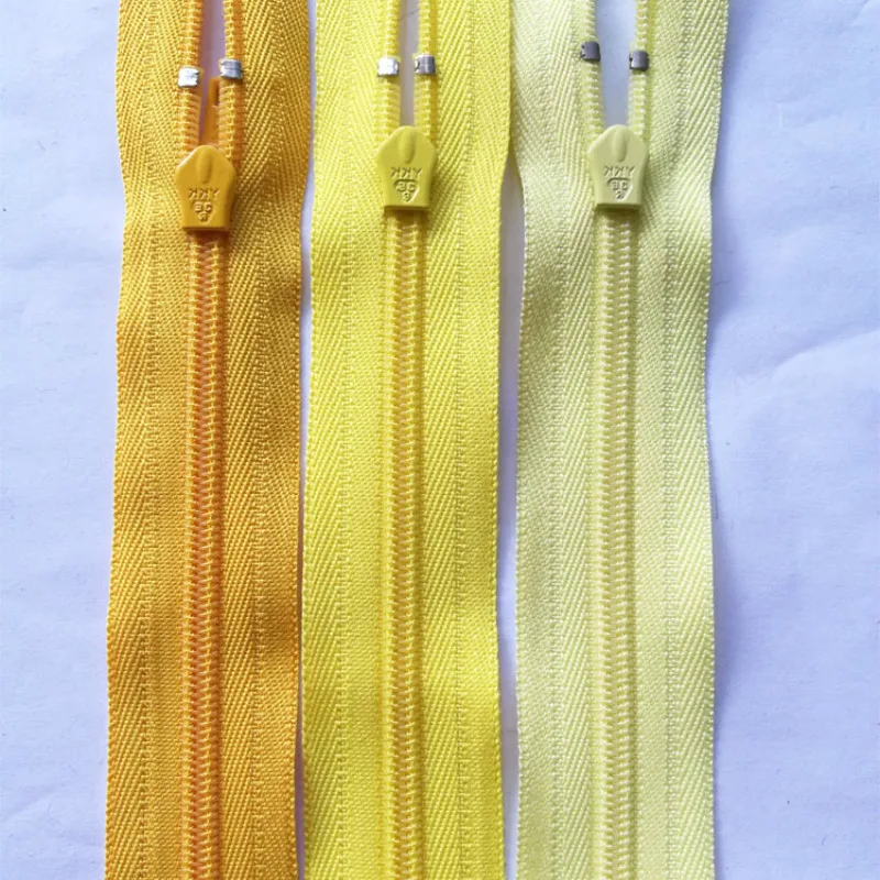 

100 Pcs/lot Most Free Shipping YKK Nylon Zipper COIL Close End Fastener Yellow for Pants Bag Dress Handmade Art Diy Wholesale