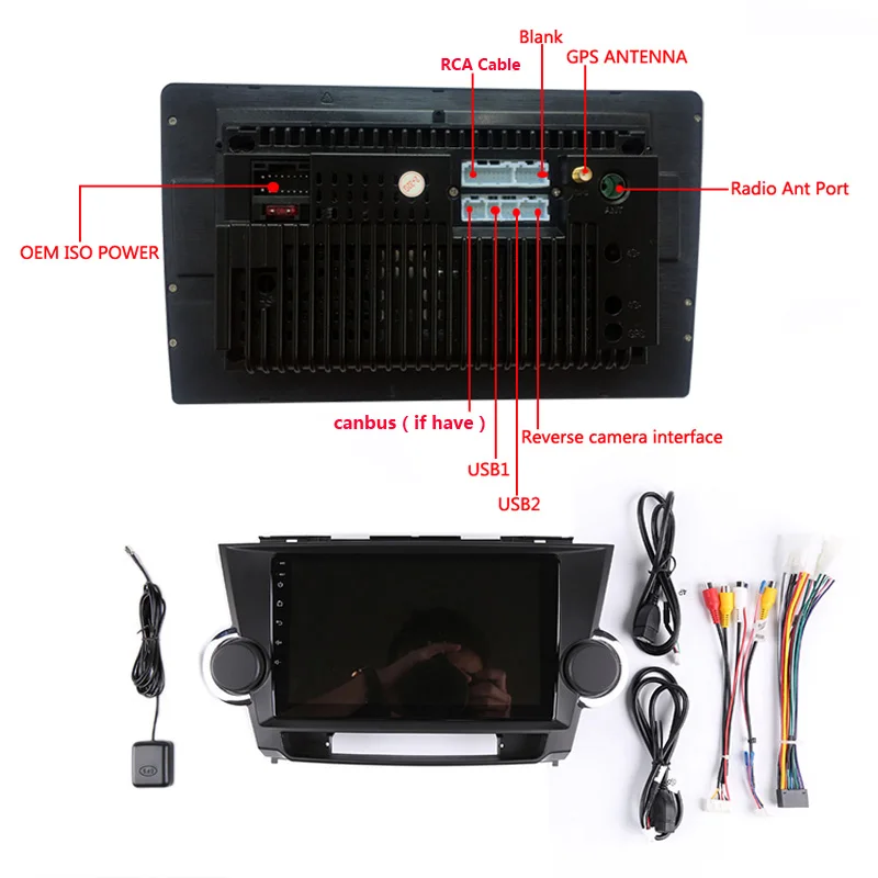 

8 Core Android 10 Car DVD Multimedia Player GPS For Toyota Highlander 2 XU40 2007 2010 11 12 2014 audio radio stereo navigation