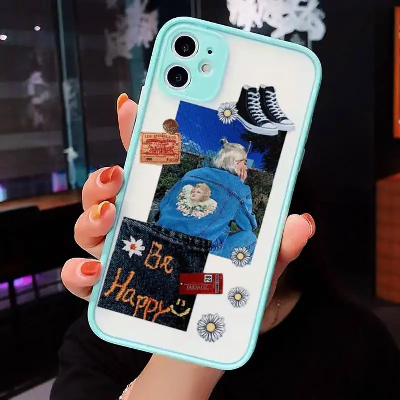 

painting Memo retro art ins Phone Cases Matte transparent For blue iPhone 12 Mini 11 Pro XR XS Max 7 8 Plus X Back Cover