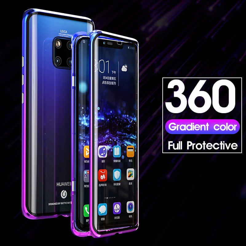 Магнитный 360 Полный Чехол для huawei mate 20 Pro P30 mate 20 металлический корпус Передняя Задняя крышка из закаленного стекла huawei mate 20 Pro чехол s On