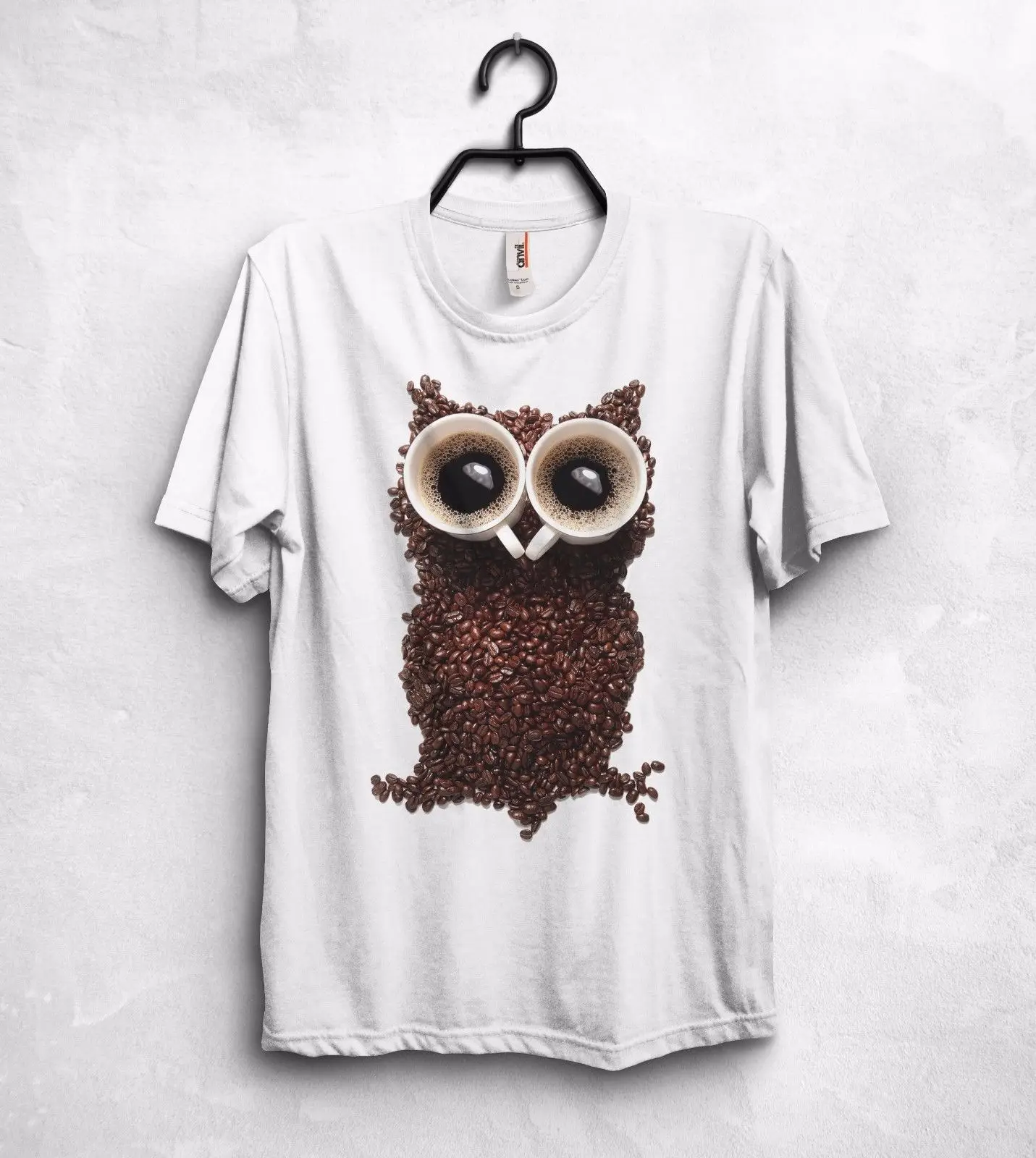 

New High Quality Tee Shirt Coffee Owl T Shirt Top Animal Beans Robusta Arabica Hipster Geek Nerd Funny Gift Summer T-shirt