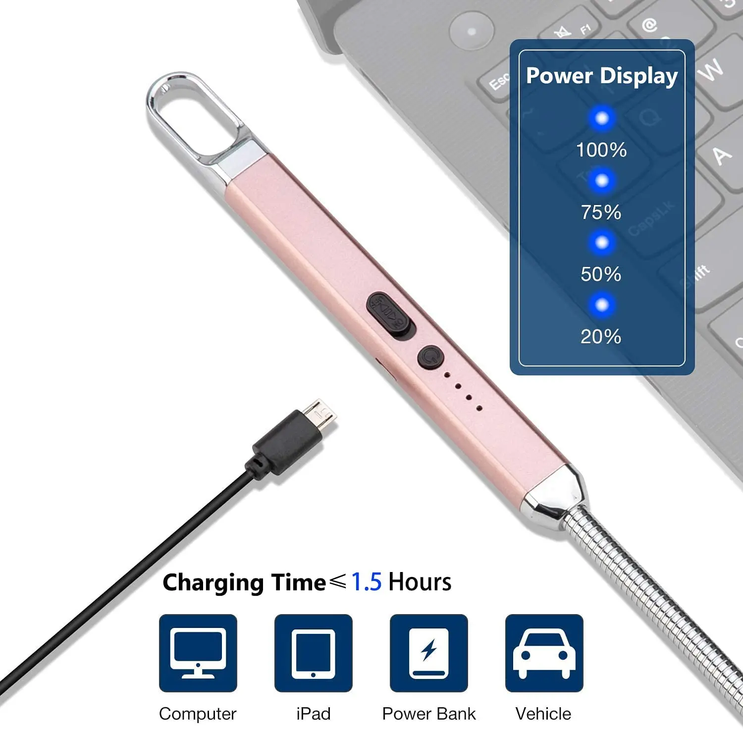 Электрическая зажигалка для барбекю USB перезаряжаемая с 360 ° гибкой плазменной