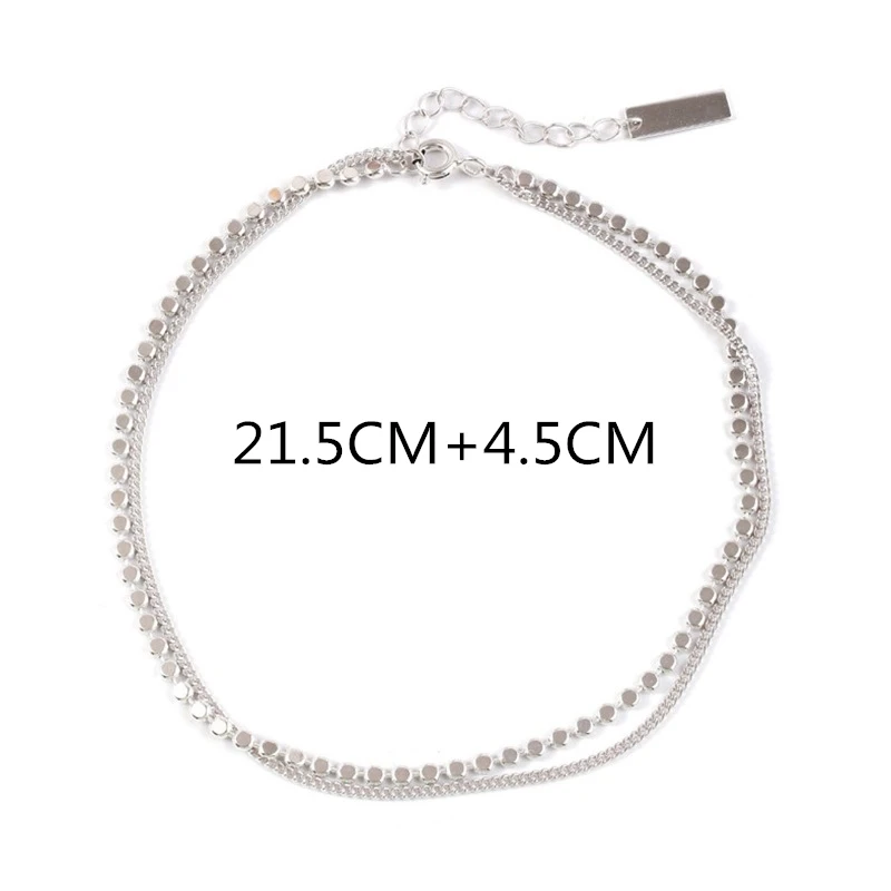 Ножной браслет LISM двухслойный Женский стильная бижутерия серебряного цвета