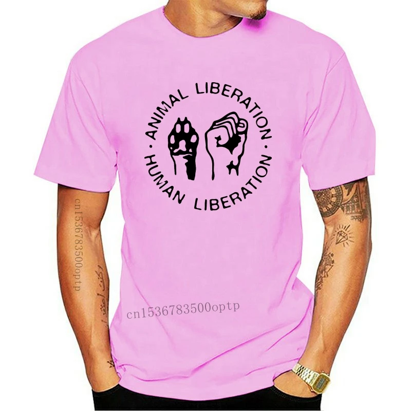 

New Animal Liberation Human Liberation Unisex Tops Tee T Shirt T-Shirt Personality Custom