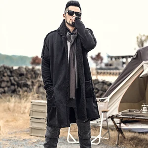 Двусторонняя одежда шерстяная меховая флисовая куртка длинное теплое пальто для мужчин зимнее мужское плюшевое пальто в европейском стиле Новое Брендовое пальто F7099-1