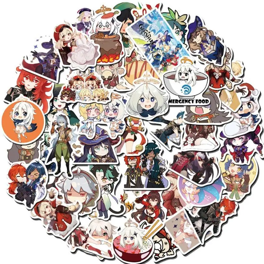 

50pcs/set Waterproof Genshin Impact Cartoon Open World Game Stickers For Laptop Motorcycle Skateboard Car Luggage Phone Case New