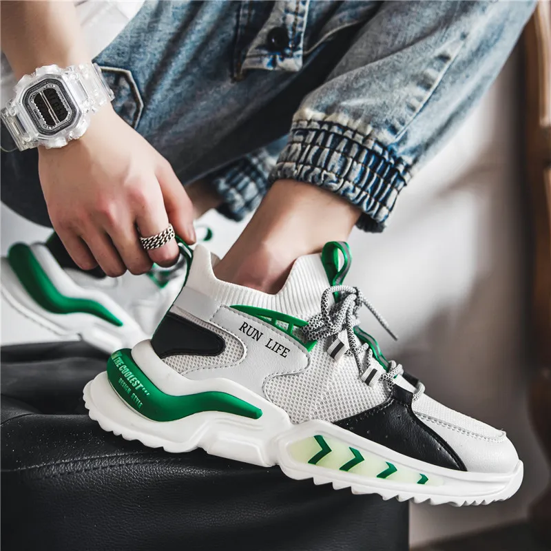 

High Top Breathable Running Shoes for Men Lightweight Cushioning Sports Shoes Slip-on Socks Men Sneakers Chaussure Homme