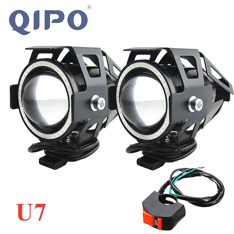 QIPO moto rcycle головной светильник moto rbike U7 12 В светодиодный противотуманный Точечный светильник для вождения мото Точечный светильник s Shoot лампа ангельские глазки для Honda