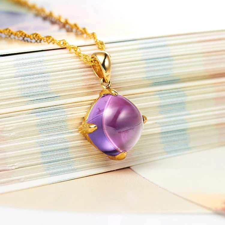 LSZB натуральный аметист 18K кулон из чистого золота AU 750 Высокое Качество Модные