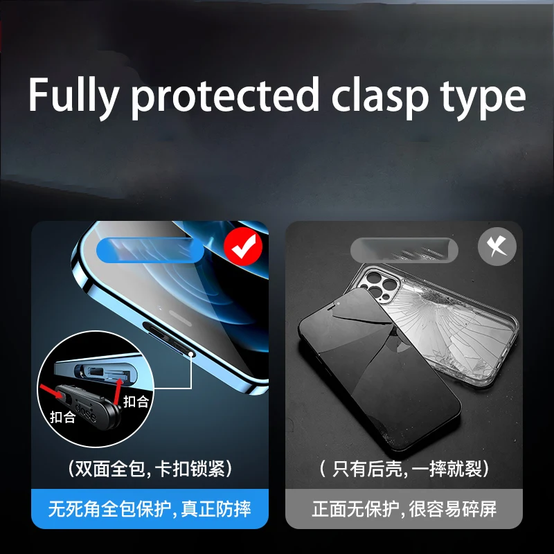 Ceny Dla IPhone 12 Pro MAX Case. 360 ° Pełna Osłona Ochronna. IPhone 11 13 Mini 14 14 Plus Adsorpcja Magnetyczna Metalowy Szklany Futerał Na Telefon