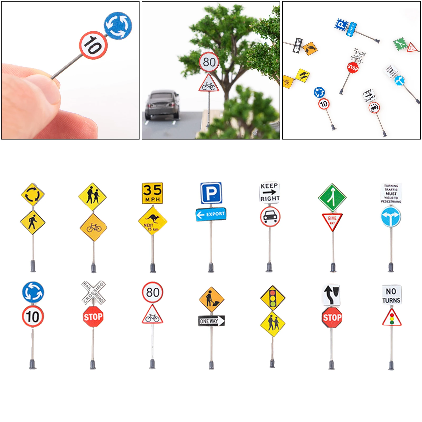 

14x 1/87 Traffic Signs DIY Landscape Decoration Layout Model Accessory