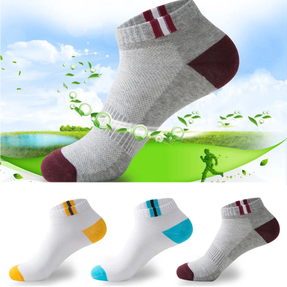 Носки мужские короткие однотонные тонкие дышащие сетчатые спортивные хлопковые
