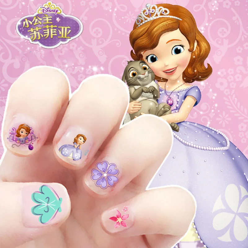 Disney Princess Sofia Nail Stickers Toy Frozen Anna  Elsa Cartoon Character Children Nail Applique Birthday Gifts for Girls