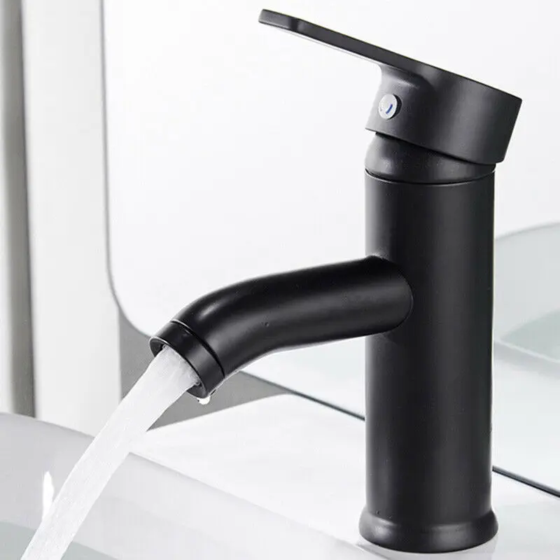 

Matte Black Brass Basin Faucet Bathroom Sink Cold And Hot Water Mixer Tap Bath Tap Single Hole Single Handle Deck Mounted
