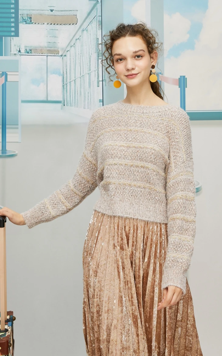 Vero Moda женское винтажное Стильное трикотажное бархатное плиссированное платье из двух частей | 319446541