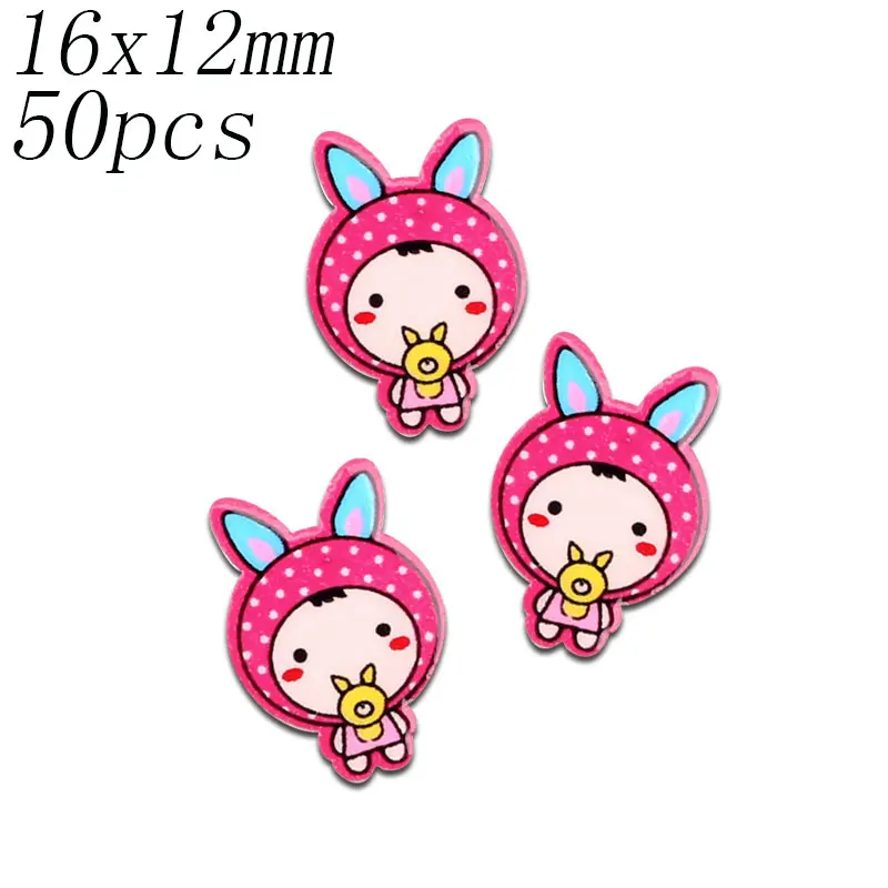 50 шт. Смешанные акриловые значки с героями мультфильмов Kawaii Flatback украшения животных ремесла значок украшения для скрапбукинга Diy аксессуары - Цвет: 16x12mm
