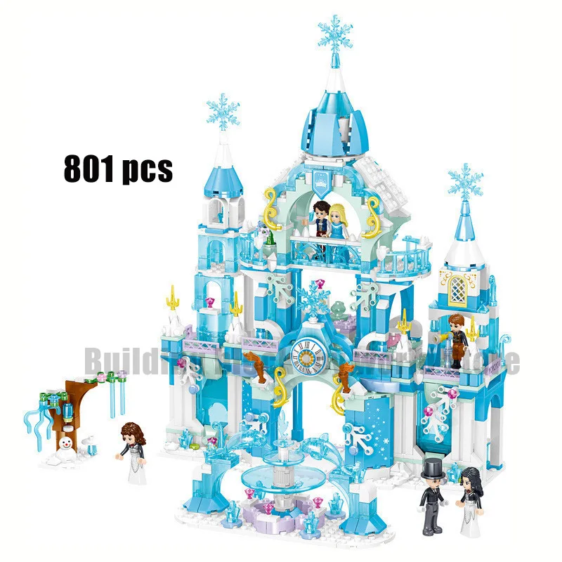 

2021 New Disney Ice and snow Princess Podel Star Castle Model Building Block Set Building Block Toy Children Girl Gift