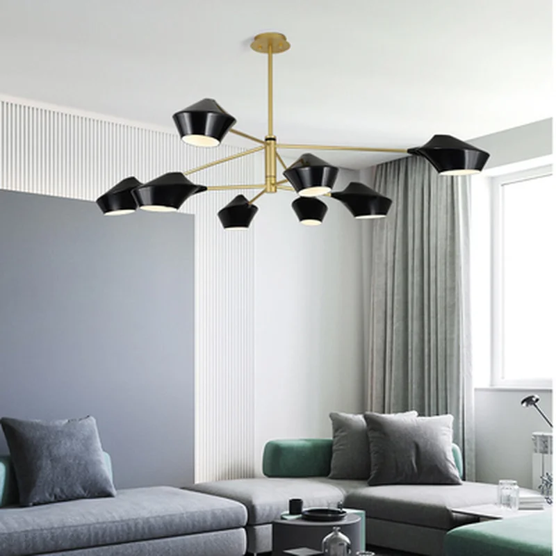 Скандинавская черная люстра с абажуром железный современный светодиодный