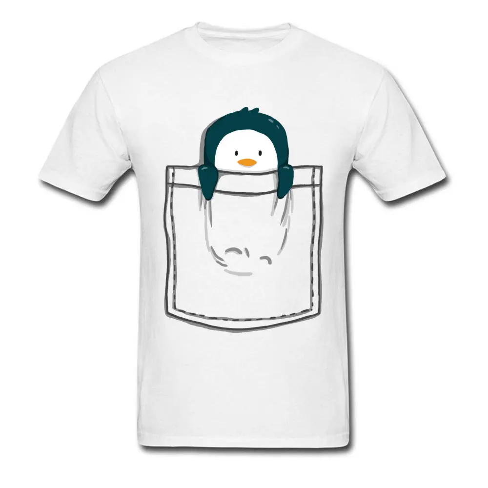 Белая футболка с карманом и пингвином новейший дизайн милые футболки принтом из