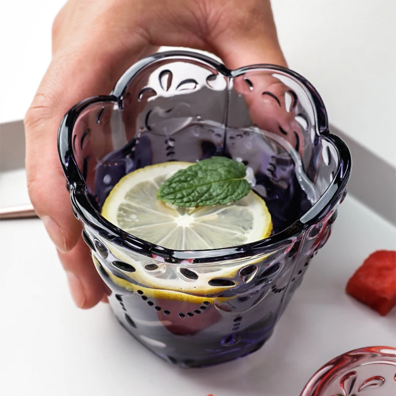 Creative Petal Crystal Milk Glass Cups Retro Wine Juice Beer Drinking Cocktail Glasses Kitchen Office Party Coffee Mug Drinkware | Дом и сад