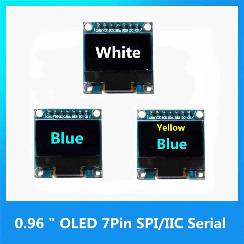 OLED SPI/IIC Последовательный модуль дисплея 0 96 дюйма белый/синий/желтый 128X64 I2C SSD1306 12864