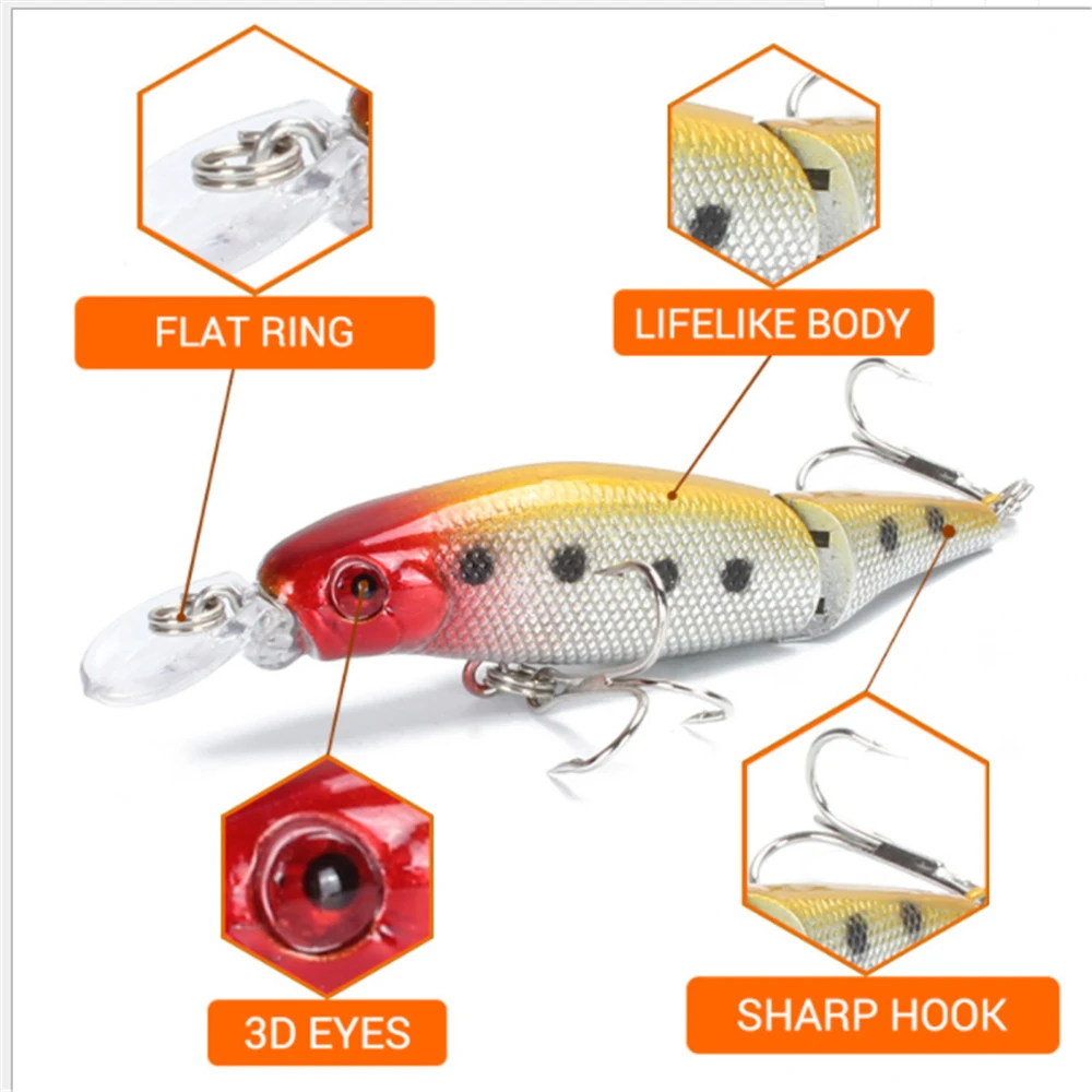 

1PCS Wobblers Multi Jointed Sections Hard Bait 85mm/7.4g Crankbait Sea Bass Artificial Hard Bait Trolling Pike Carp Fishing