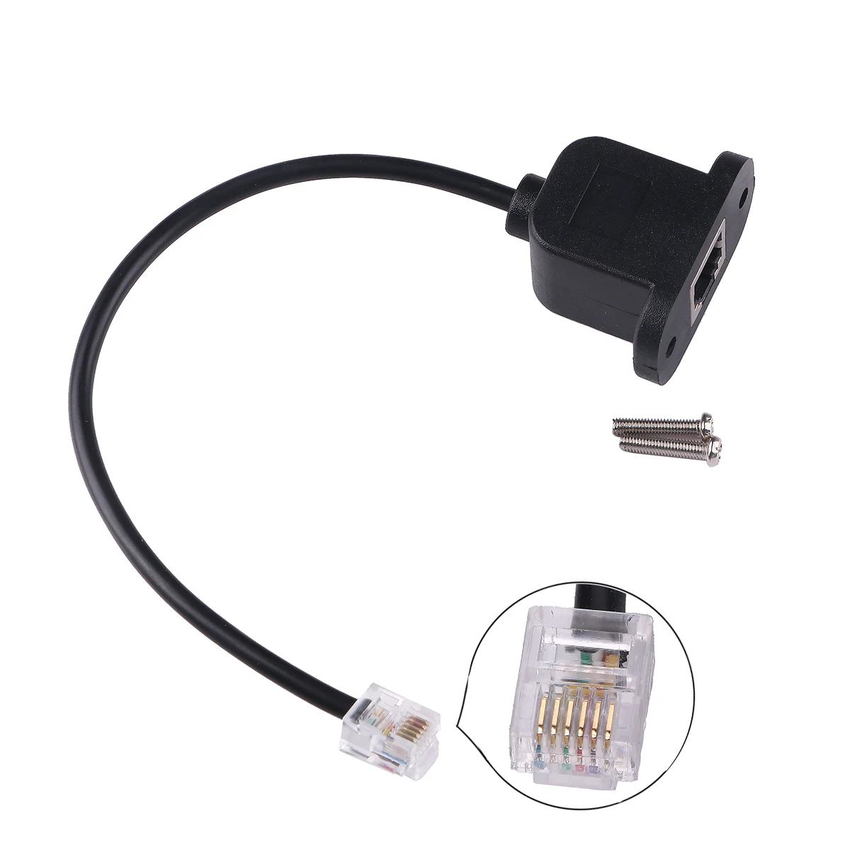 

25CM RJ12 6P6C Panel Mount Teleophone Cable With M3 Screws