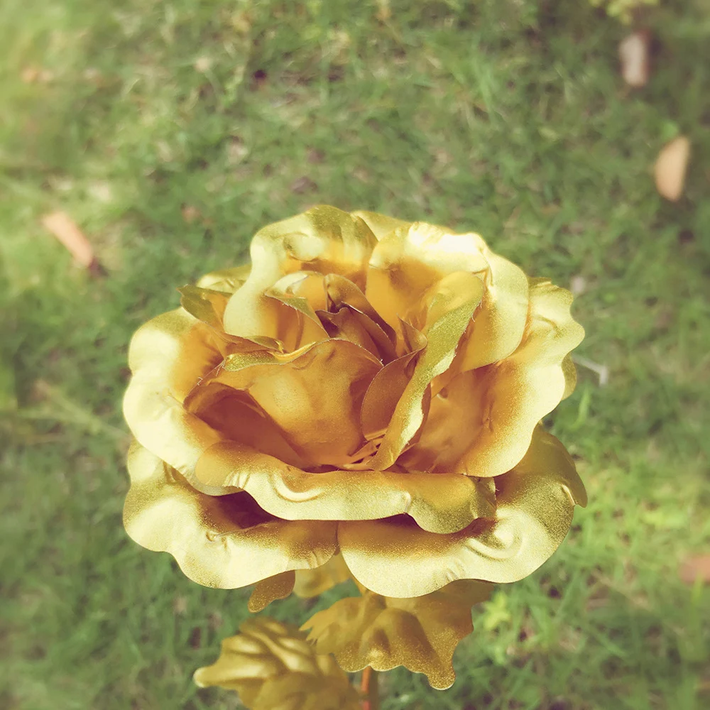 Rose Flower 24K Gold Foil Gold-Plated Decorative Best Bouquet Gift for Valentine's Day Mother's | Дом и сад