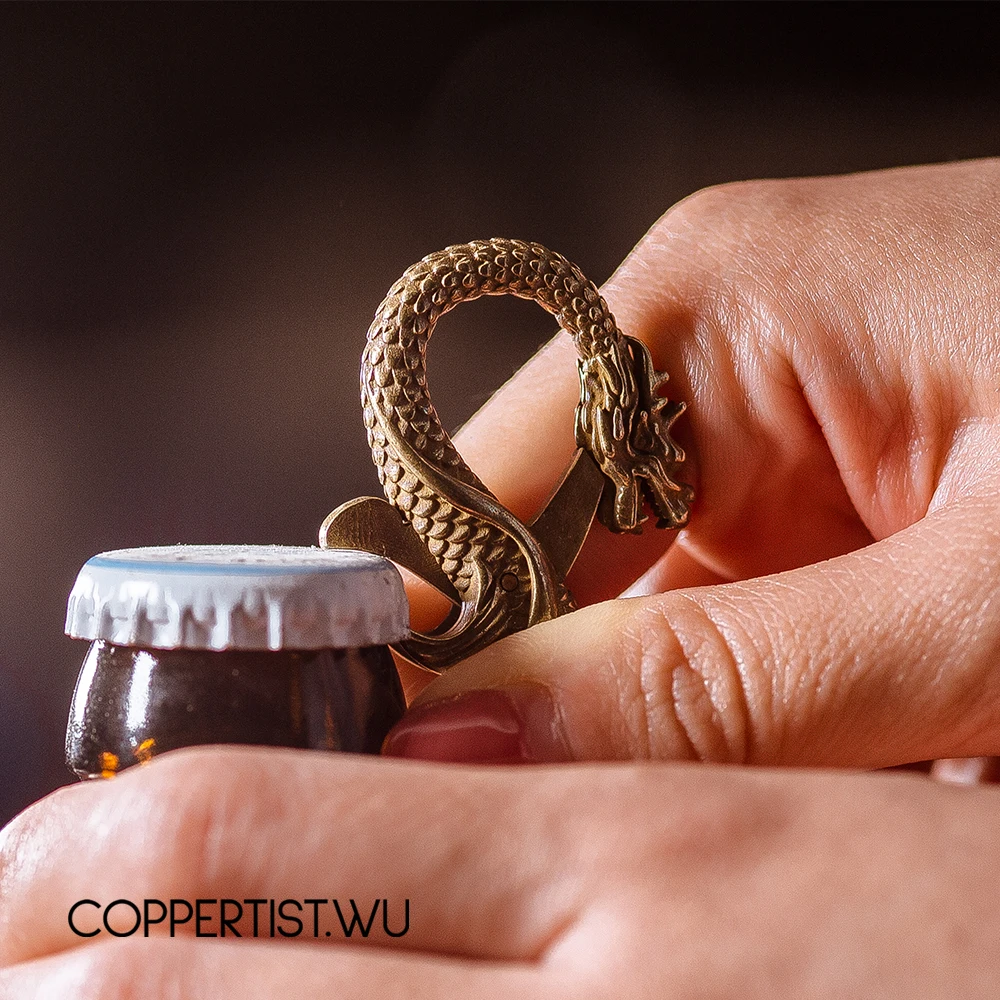 Coppertist. Wu китайский Дракон Фигурка Азиатский дракон кулон латунные статуи металлические застежки брелок открывалка для бутылок ключ