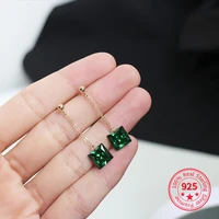 red green zircon 14k gold silver 925 earrings for women girls korean long dangle earring jewelry delicate gorgeous jewelry