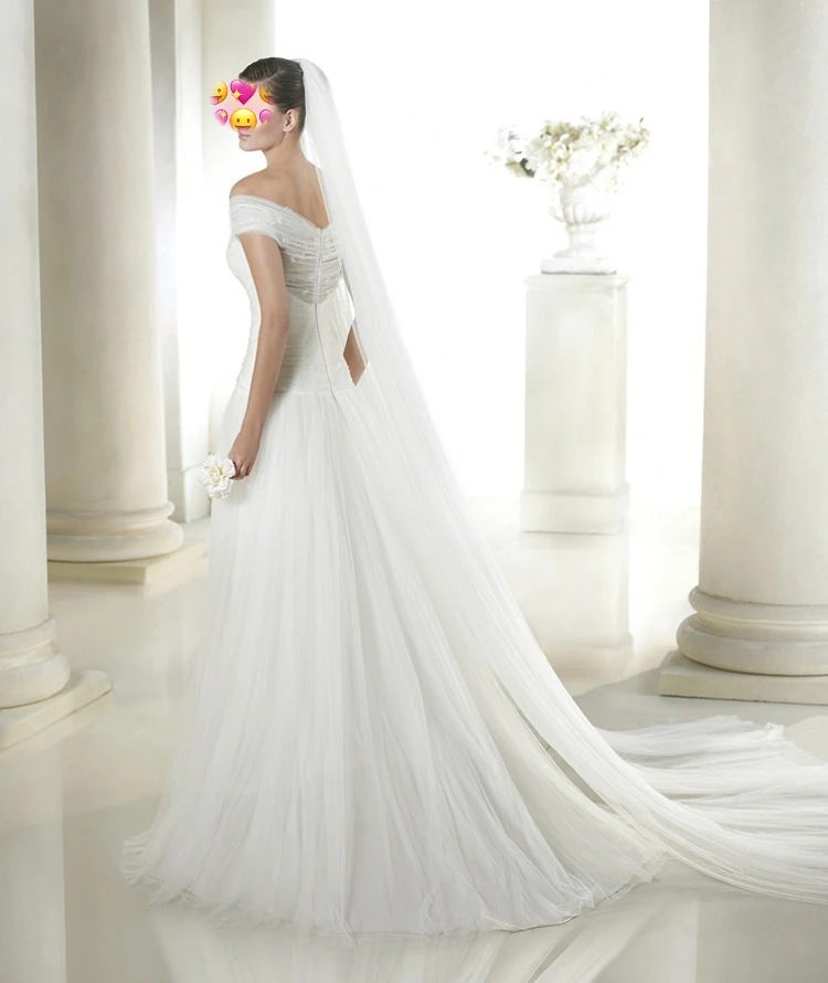 

Платье Свадебное ТРАПЕЦИЕВИДНОЕ с V-образным вырезом, тюлевый сарафан в пол, с рукавом-крылышком, с бусинами, цвета слоновой кости, 2021