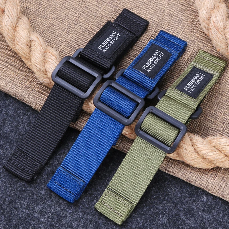 

Velcro nylon strap Outdoor Sports Strap Bracelet for s-eiko Rolex 20mm 22mm 24mm black army green blue watch strap