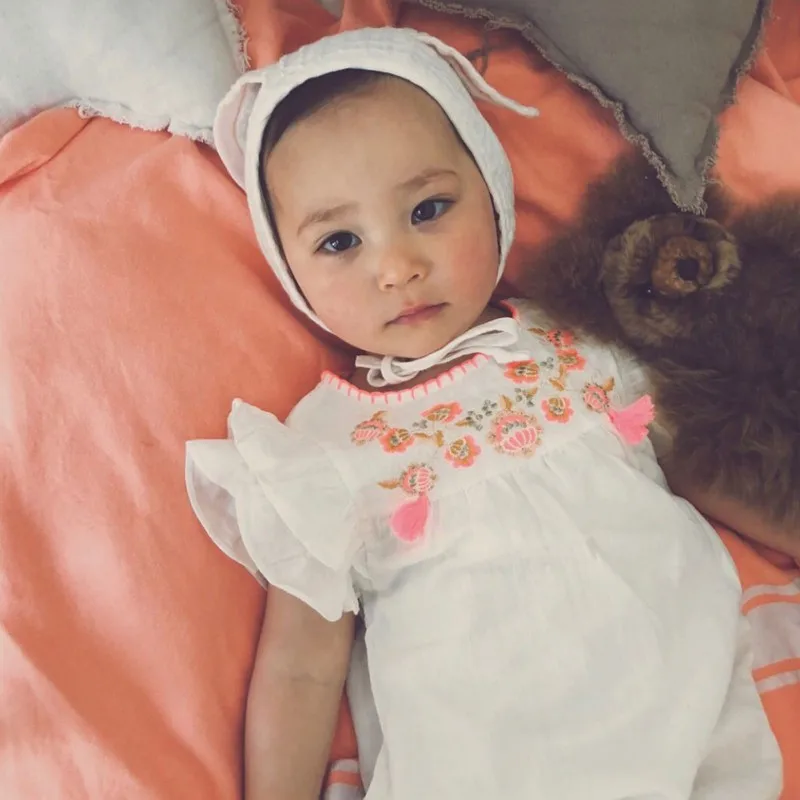 

Детский комбинезон для девочек, модель 2021 года, с оборками на рукавах