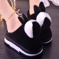 non slip funny cat pompom korean versione womens winter slippers furry slides female indoor fur shoes