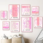 Картина на холсте с розовыми абстрактными линиями Matisse, настенная живопись, Постер в скандинавском стиле для гостиной, кровати, комнаты, домашний декор