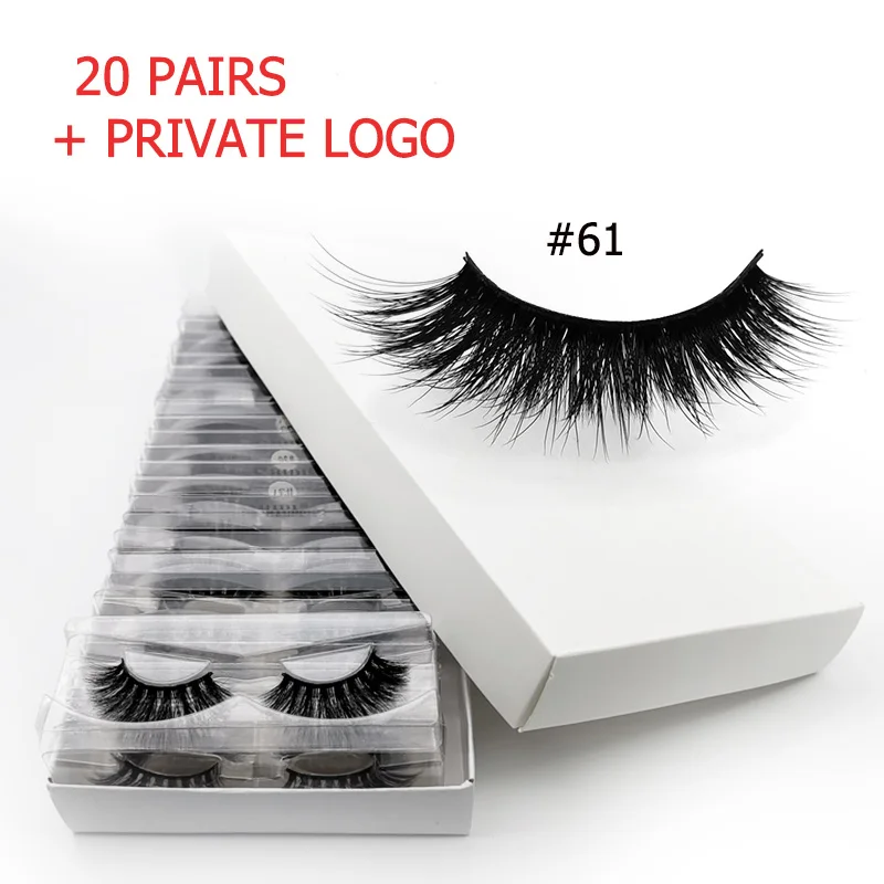 20pairs61WWITHLOGO 20 пар оптом ресницы Объемные ресницы Макияж 3d норковые ресницы накладные ресницы оптом натуральные накладные Ресницы cilios - Цвет: 20pairs61WWITHLOGO